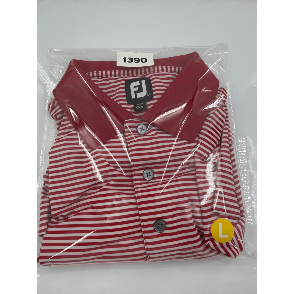 FootJoy Mens ProDry Golf Polo Shirt Red White Striped Short Sleeve‎ Large 1390 - Picture 7 of 7